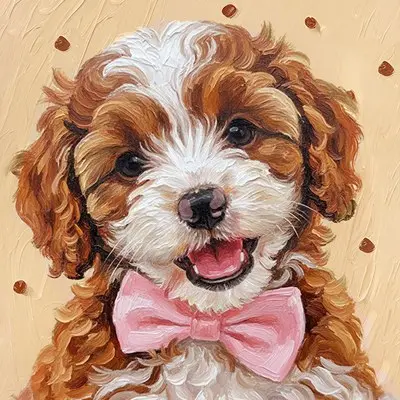 The finished portrait of the same puppy